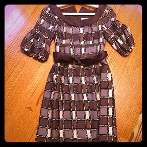 Nanette Lepore brown patterned cocktail dress